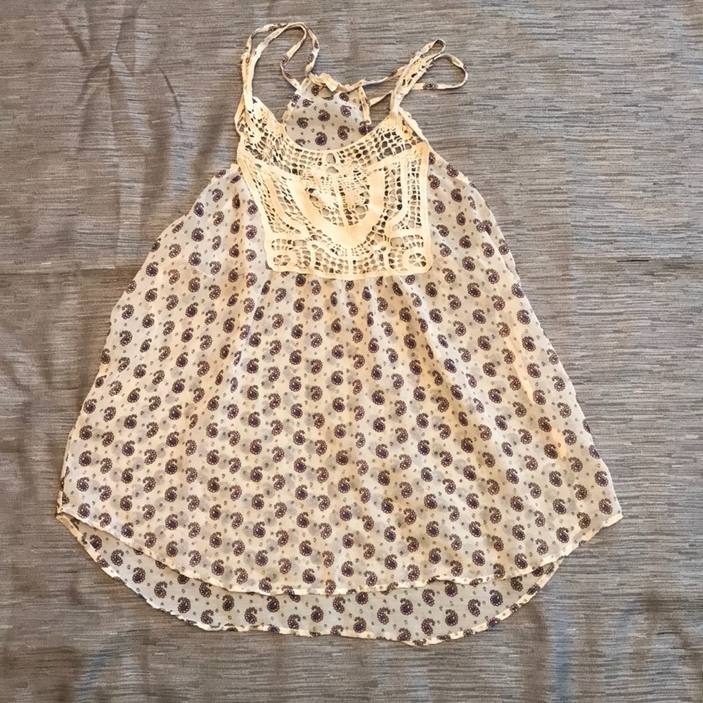 Sheer Halter Top with lace detail